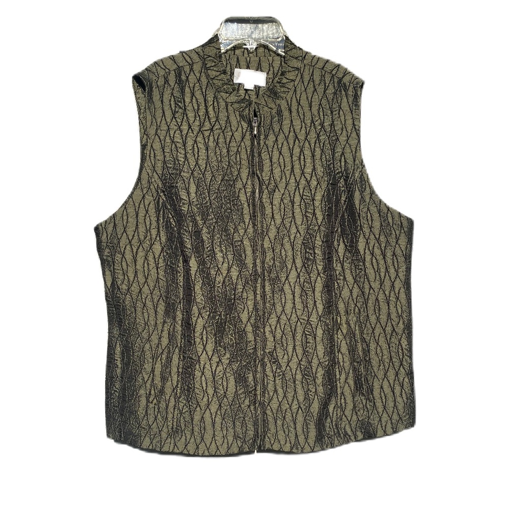 Erin London vest full zip metallic green 1X